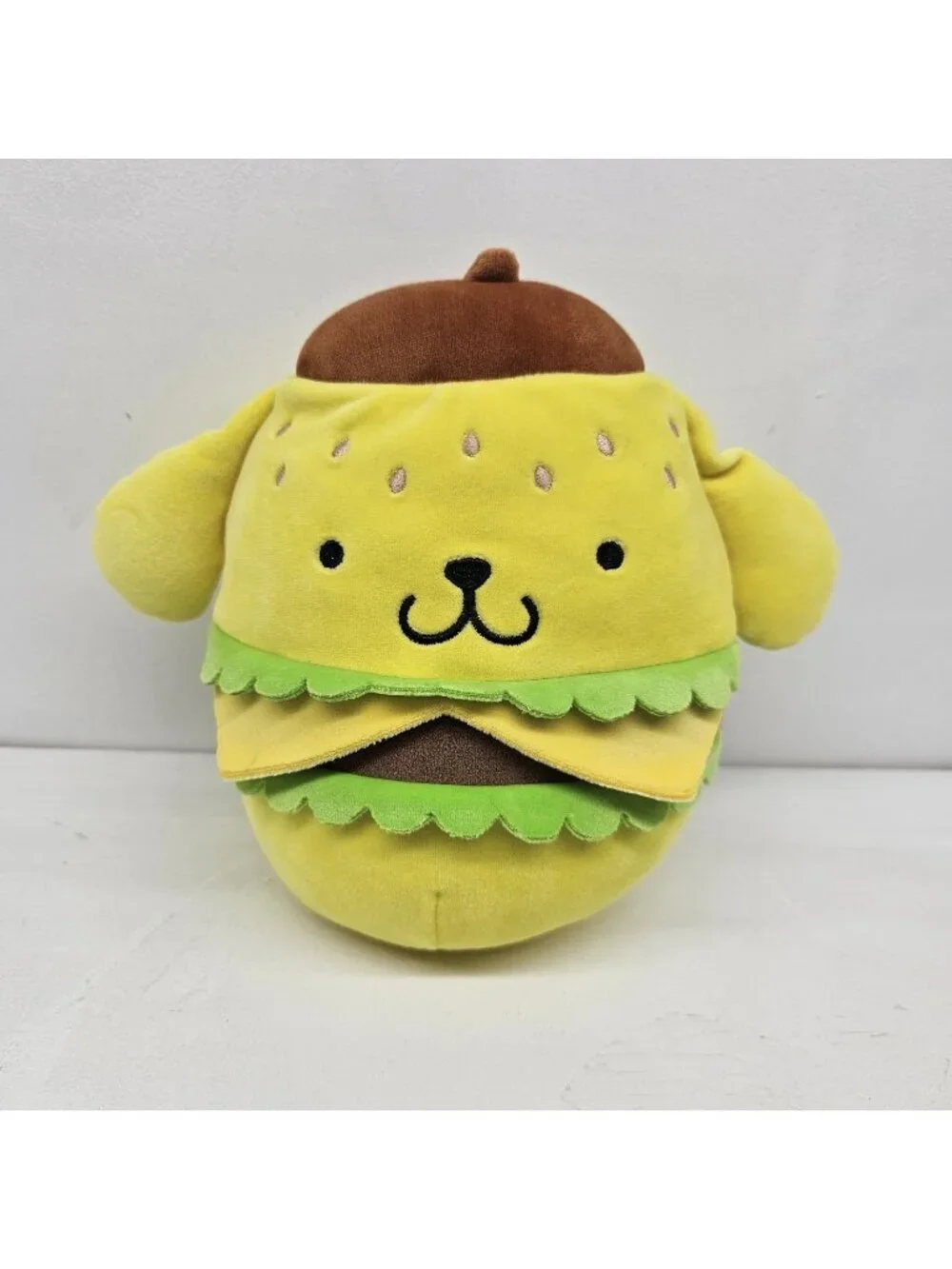 Squishmallow Sanrio PomPomPurin Burger Yellow Kellytoy Plush 8